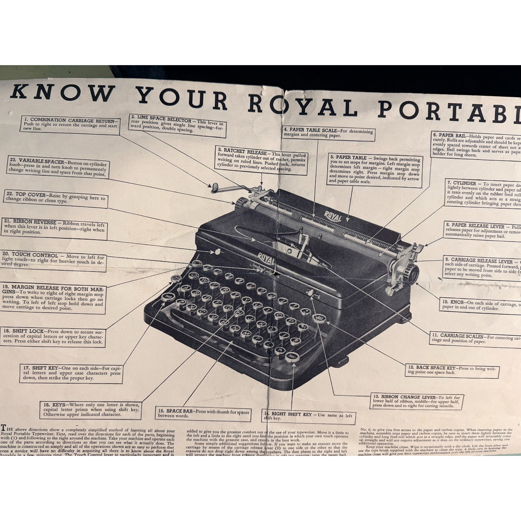 Prewar Royal De Luxe Portable Typewriter • Deep Burgundy • Duo Case & Manual