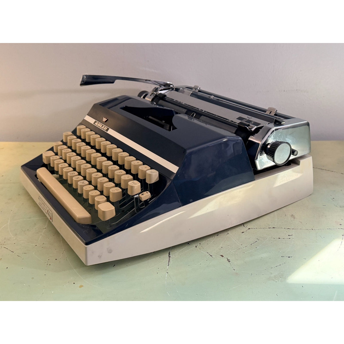 Adler J-5 Typewriter • Rare No 85 Cubic Techno Typeface • West German w/Case