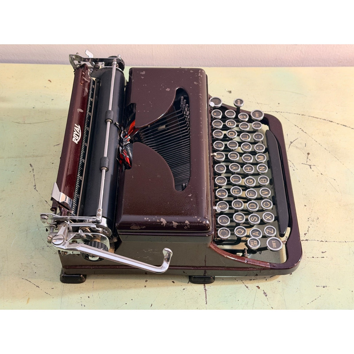 Prewar Royal De Luxe Portable Typewriter • Deep Burgundy • Duo Case & Manual