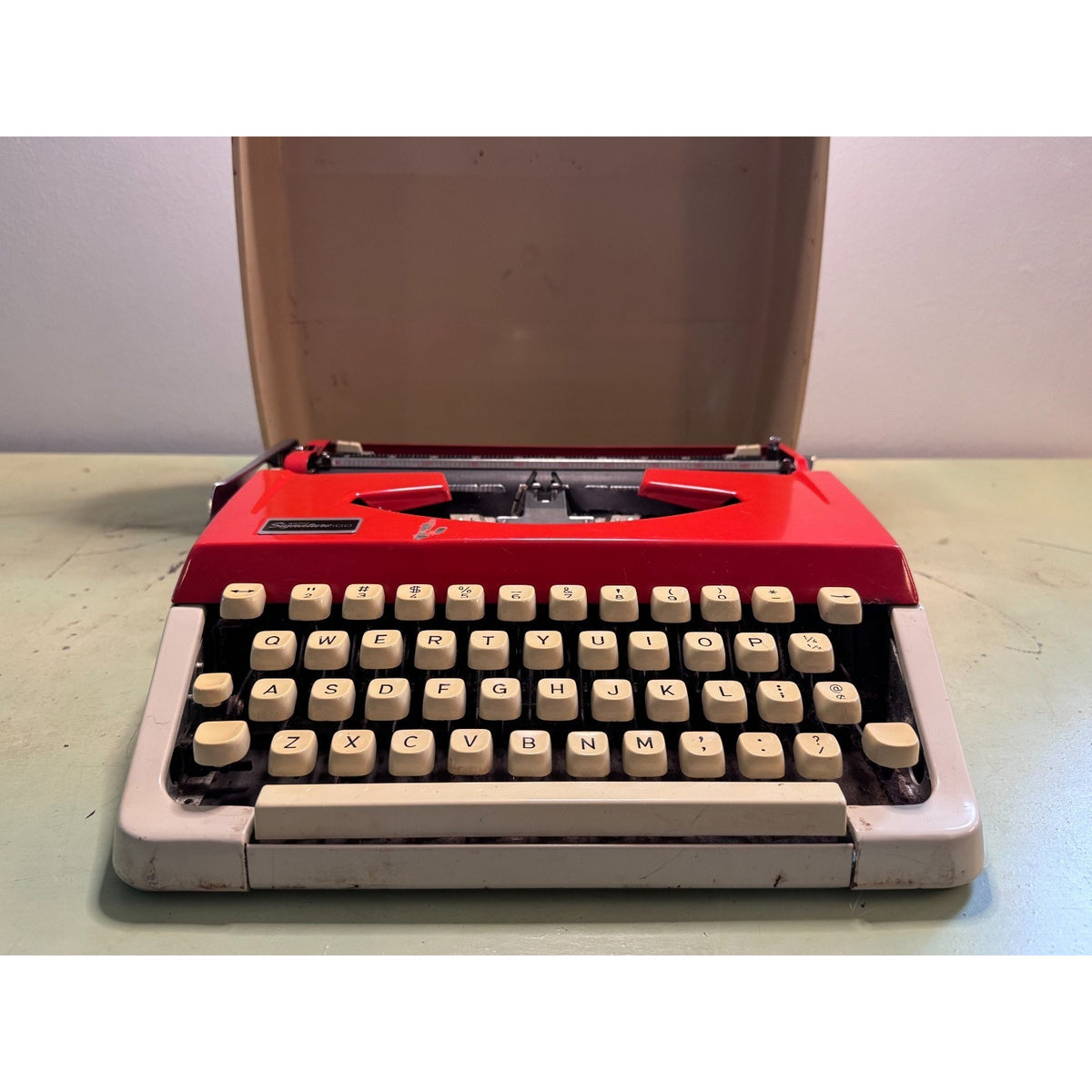 Red Brother Typewriter, Japan-Made • Montgomery Ward 100 • Portable w/Case
