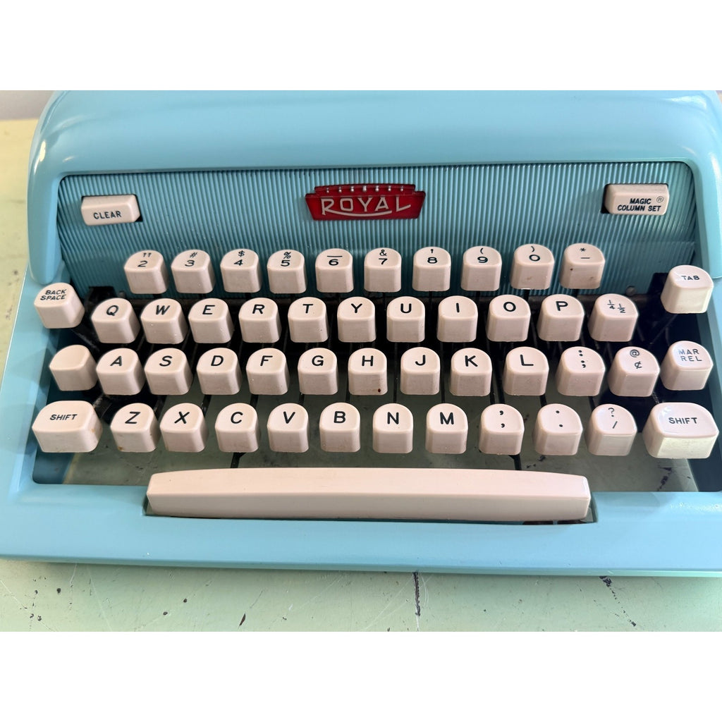Sky Blue 1962 Royal Futura 600 Portable Typewriter • Cleaned and Tested