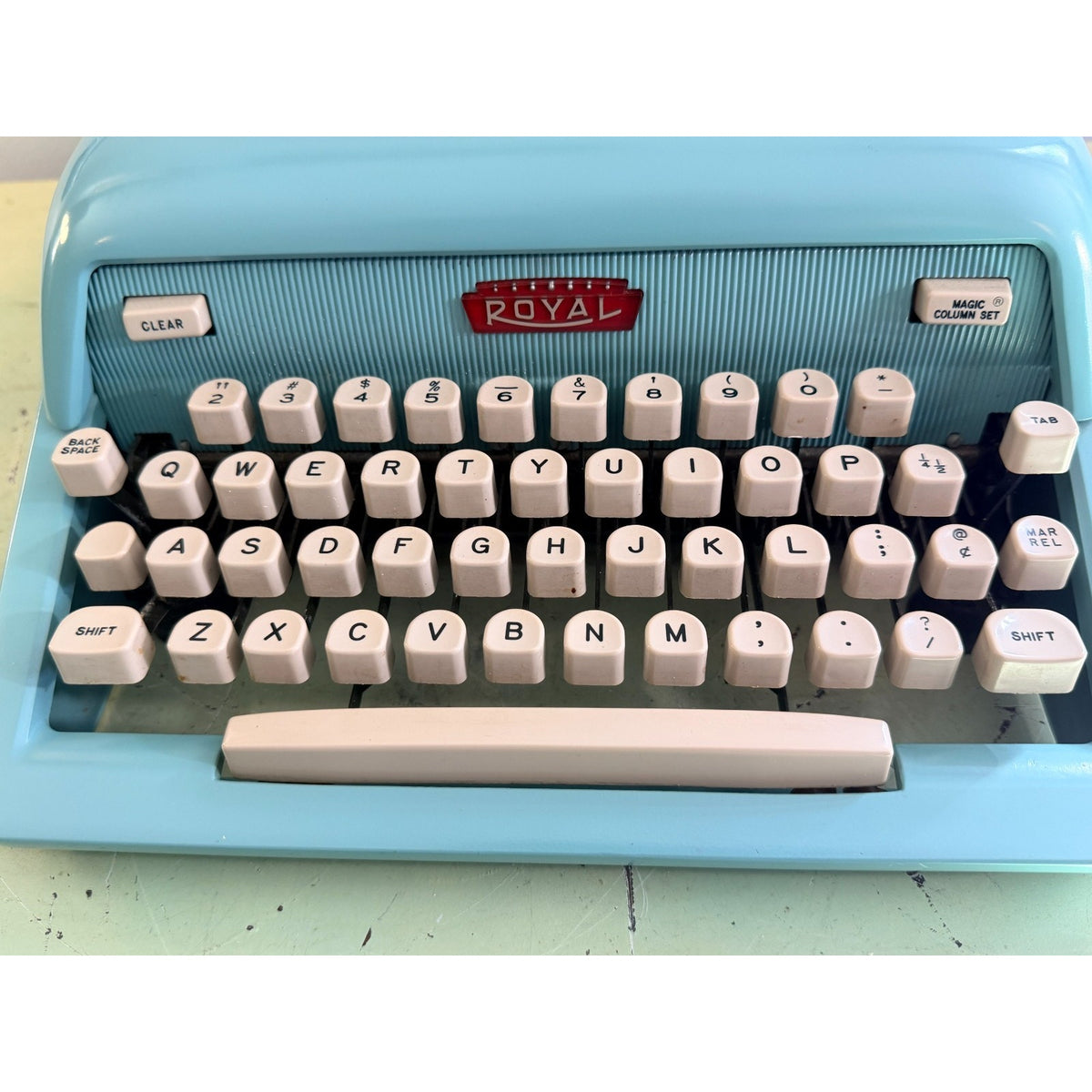 Sky Blue 1962 Royal Futura 600 Portable Typewriter • Cleaned and Tested
