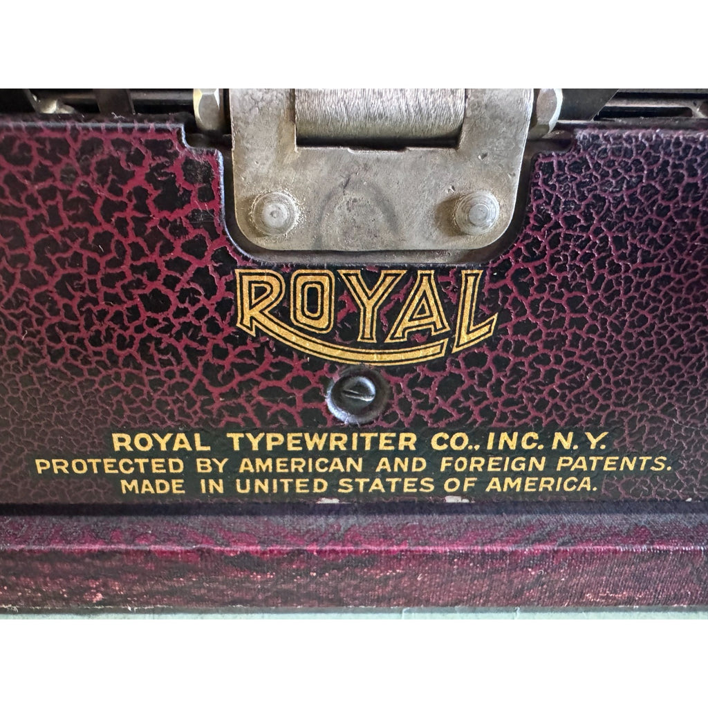 1928 Royal Model P Portable Typewriter • Rare Burgundy Alligator Finish • w/Case