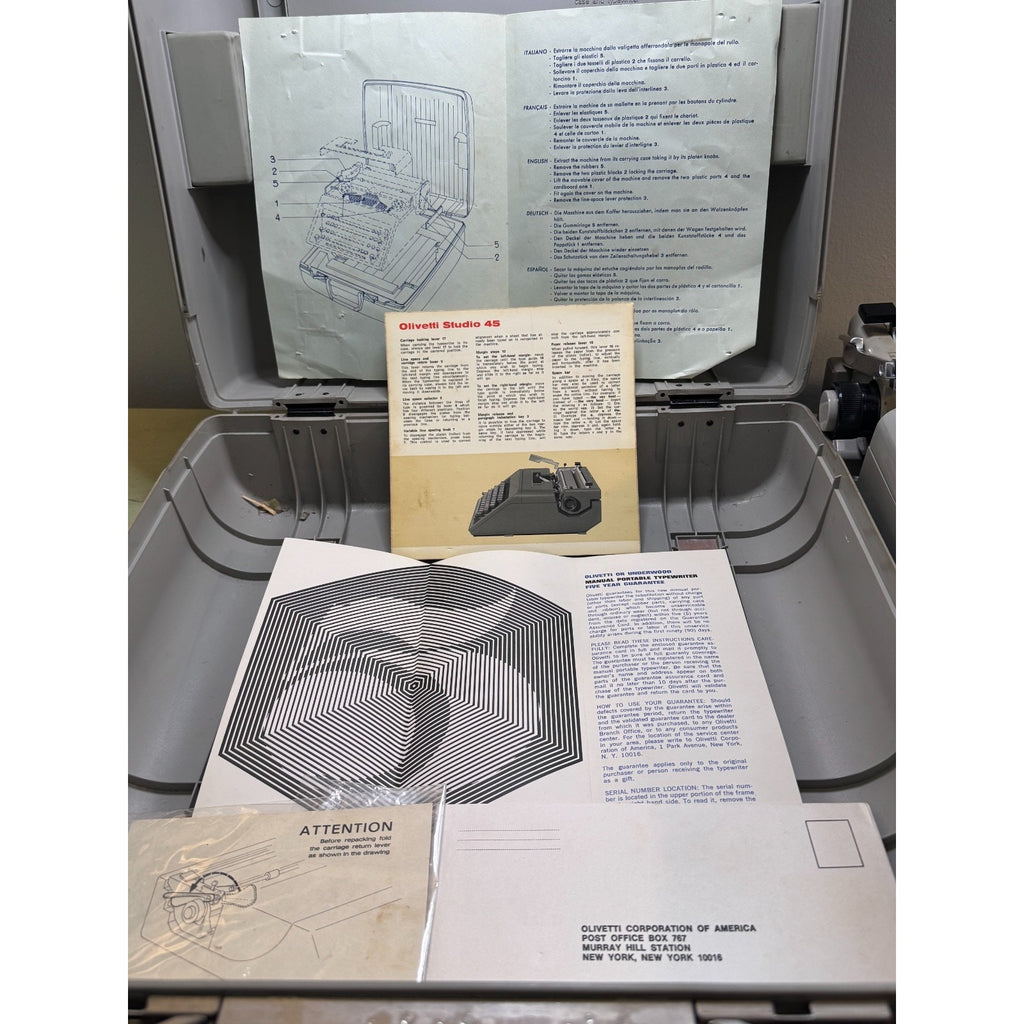Tan Olivetti Studio 45 Typewriter • Barcelona, Spain • Tested, w/Case & Papers