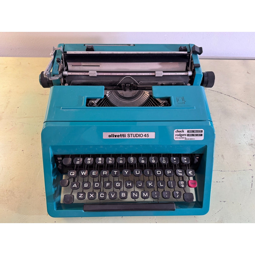 Turquoise Blue Olivetti Studio 45 Typewriter • Tested Portable w/Matching Case
