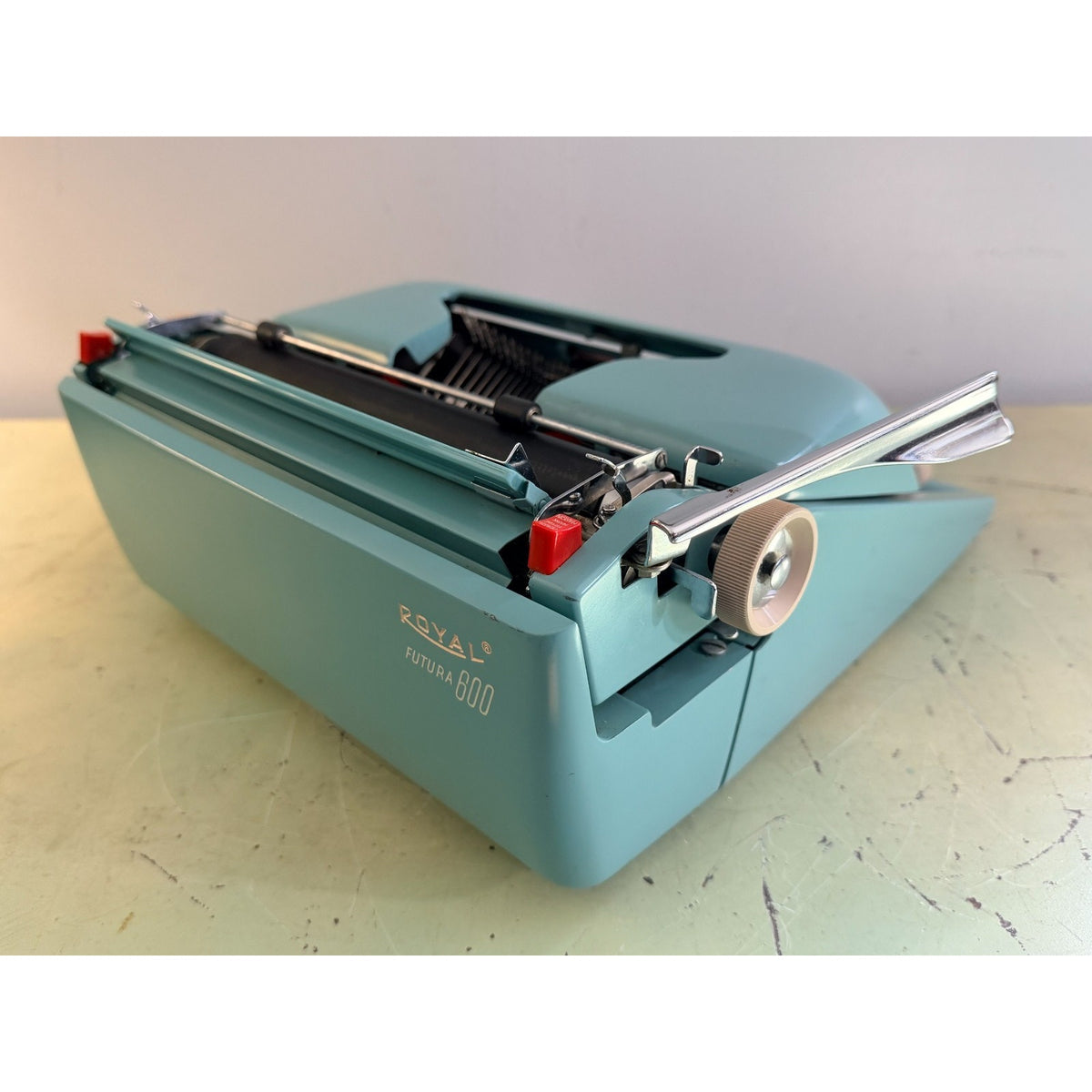 Sky Blue 1962 Royal Futura 600 Portable Typewriter • Cleaned and Tested