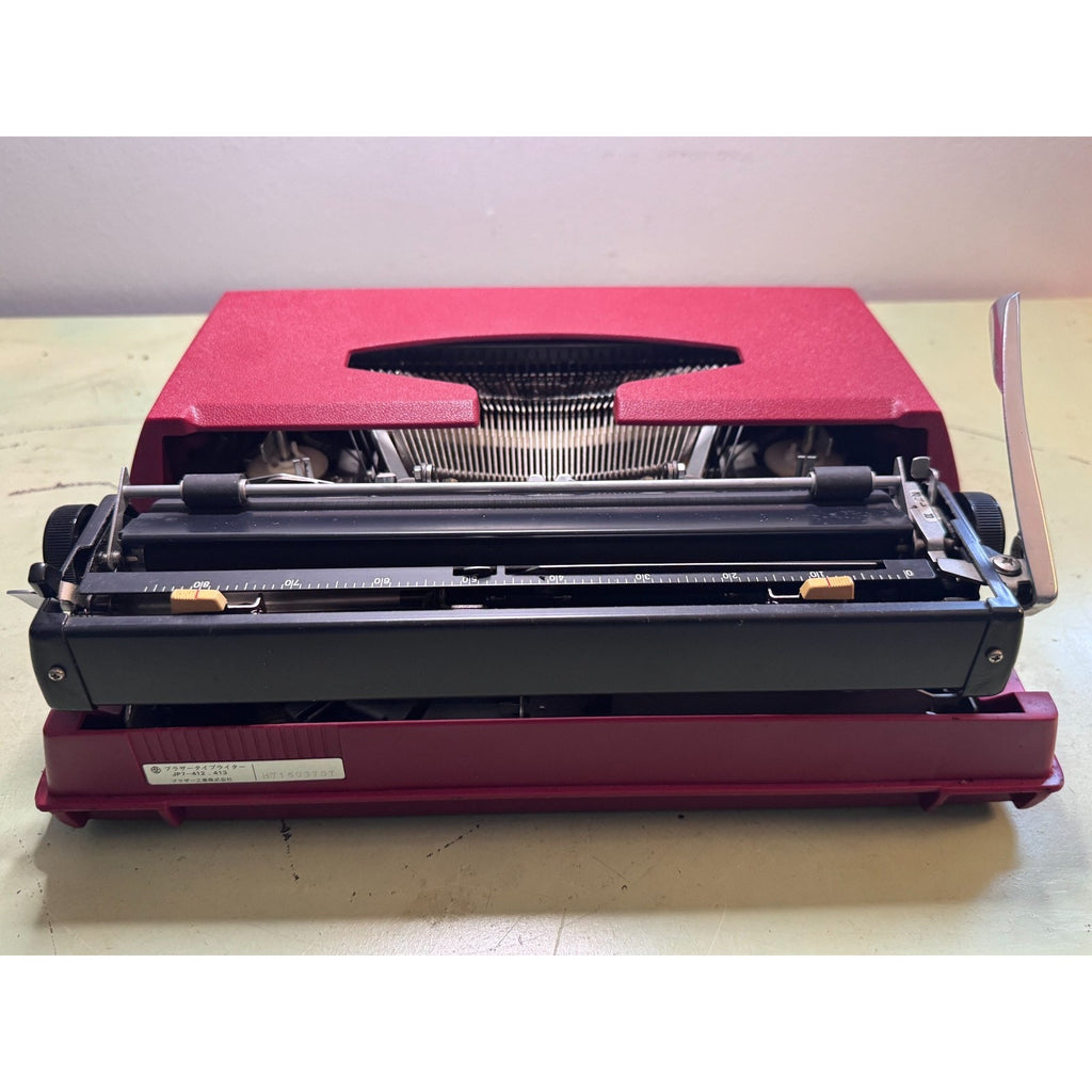 1977 Brother Valiant 413 Typewriter • Red Japanese Portable w/Case & Manual