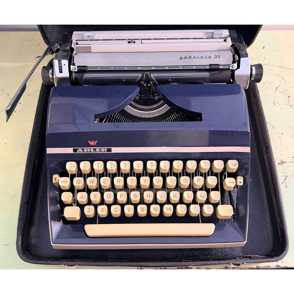 Adler Gabriele 35 Portable Typewriter • Techno / Cubic Typeface • Original Case