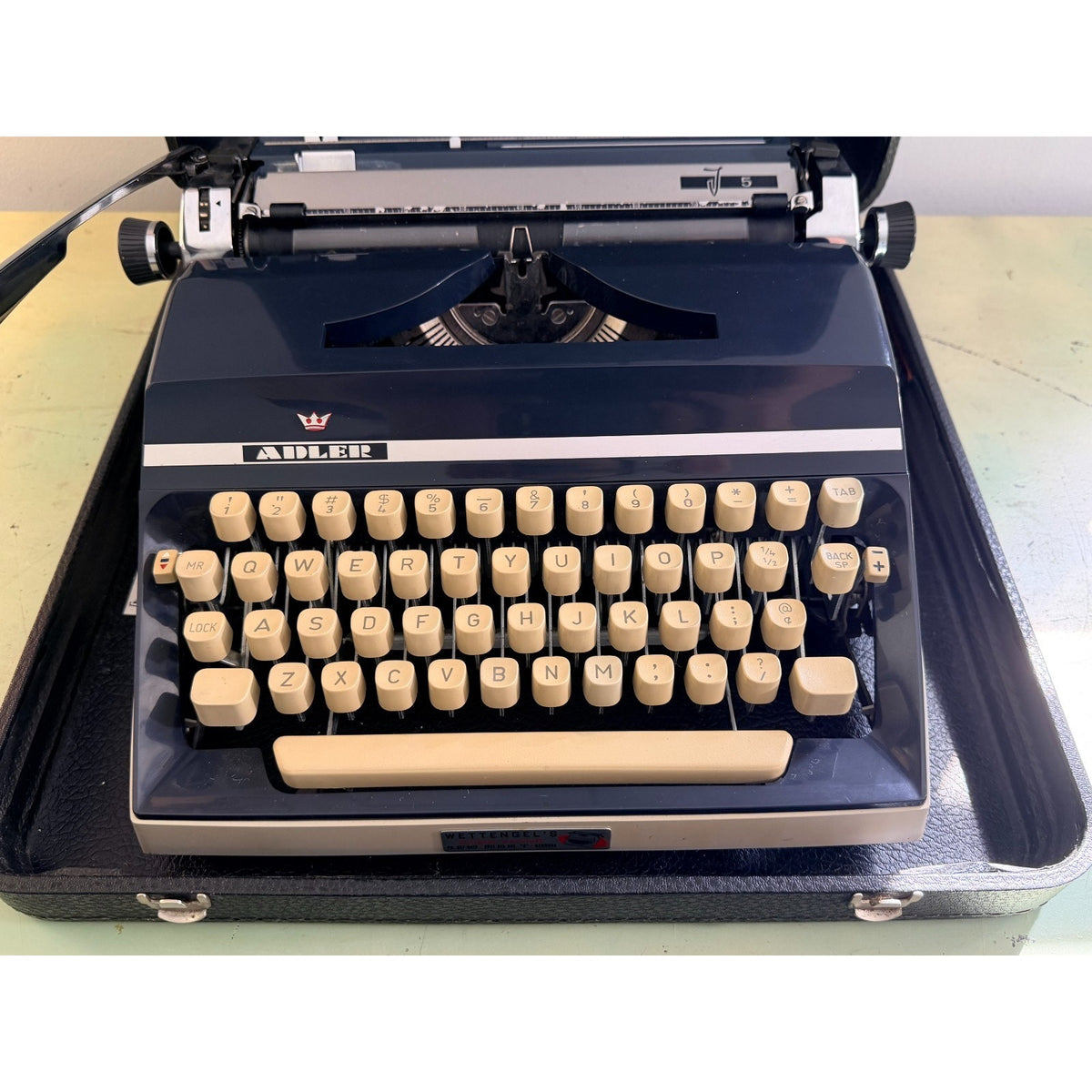 Adler J-5 Typewriter • Rare No 85 Cubic Techno Typeface • West German w/Case