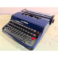 1974 Olivetti Lettera 32 Typewriter • Rare Deep Navy Blue • 085 Cubic Typeface
