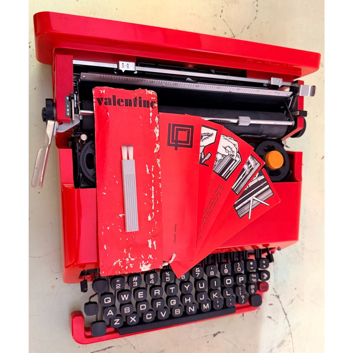 Olivetti Valentine Typewriter • Red Portable w/Original Case, Manuals • Pica