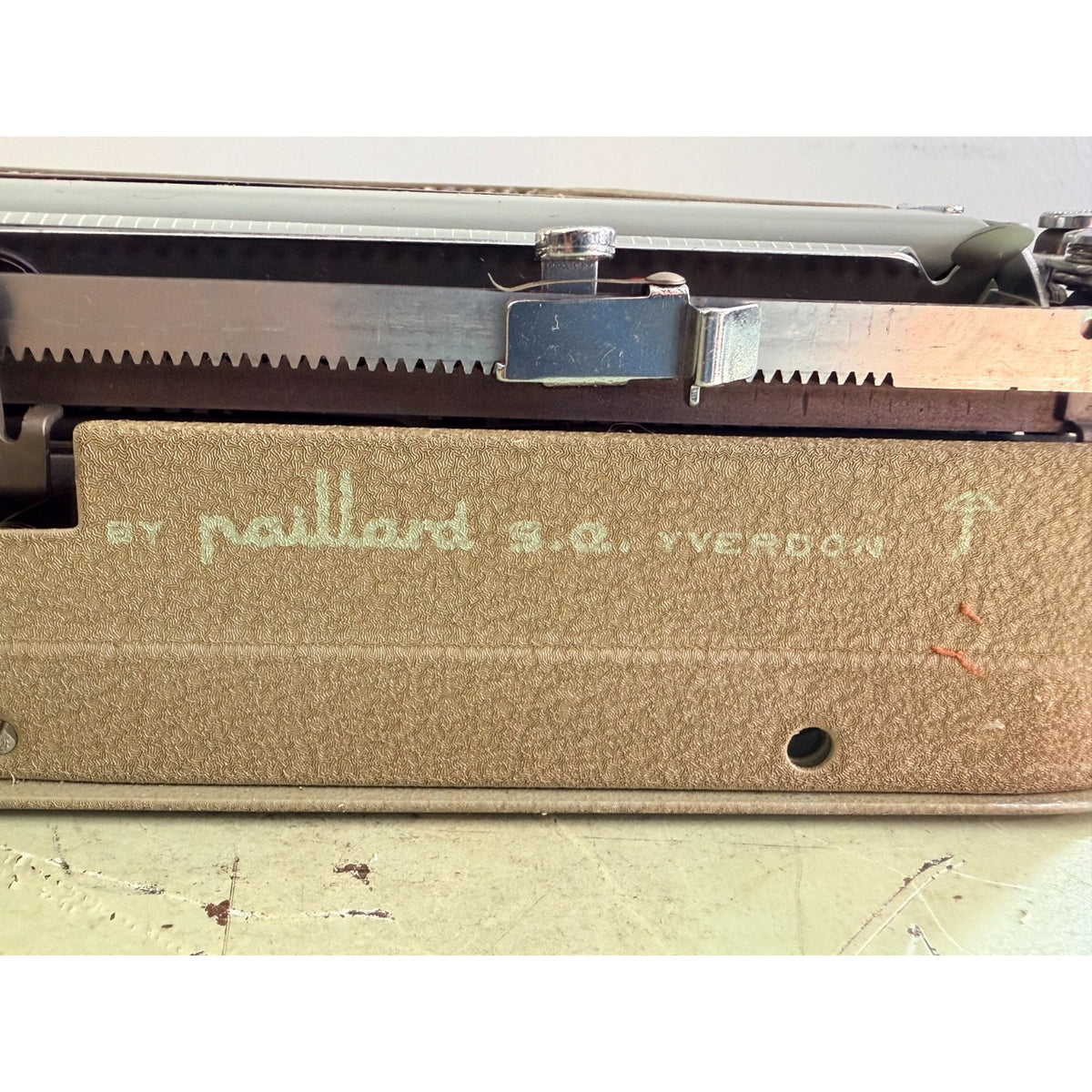 1959 Hermes Rocket Portable Typewriter • Swiss-Made • Taupe & Seafoam w/Case