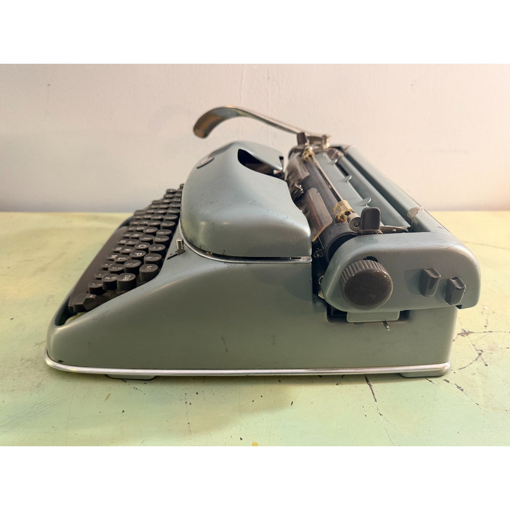 1957 Alpina SK24 Portable Typewriter • Swiss Blue-Gray • Elite Typeface