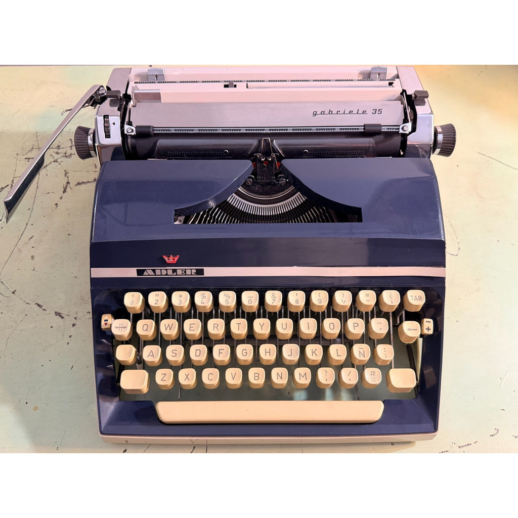 Adler Gabriele 35 Portable Typewriter • Techno / Cubic Typeface • Original Case