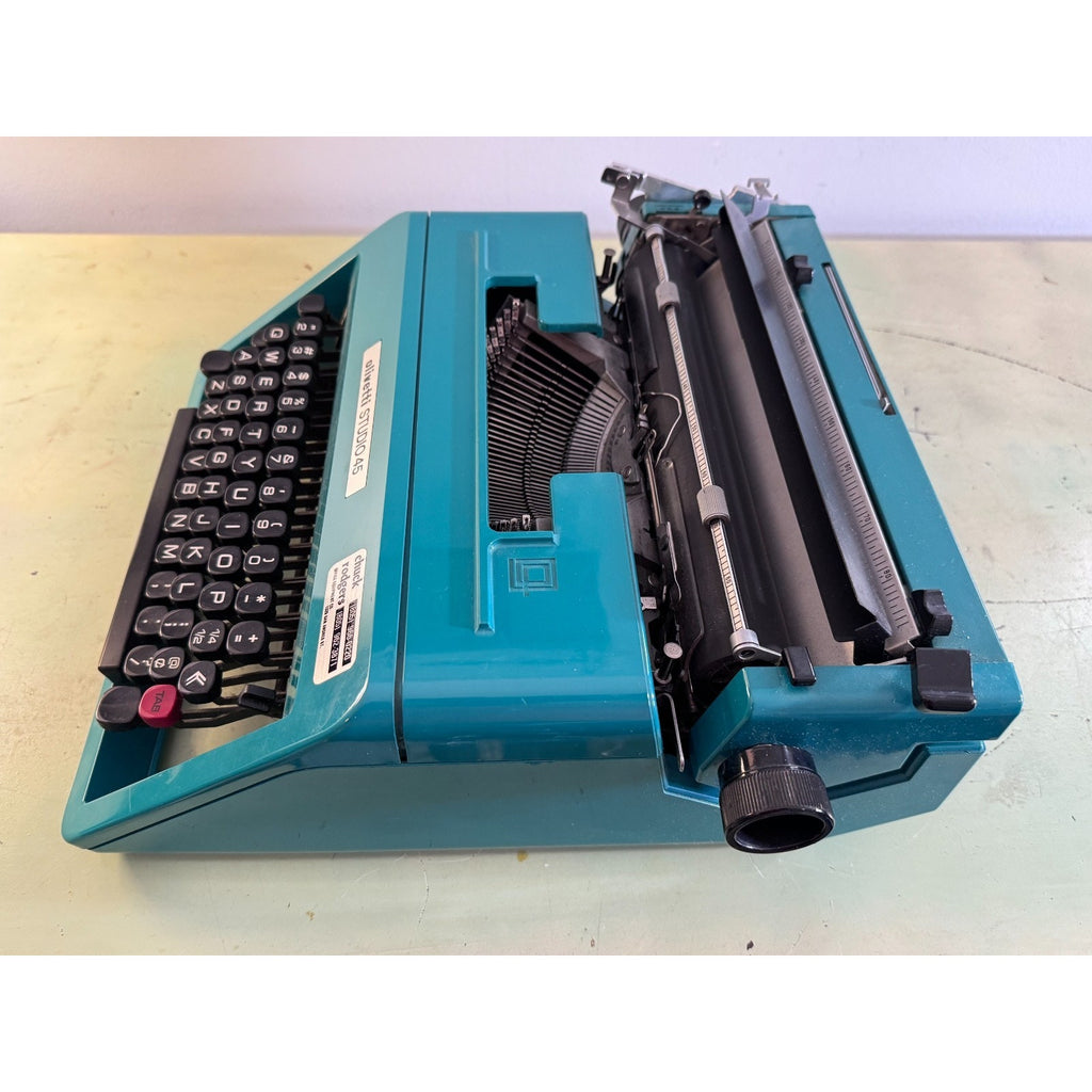 Turquoise Blue Olivetti Studio 45 Typewriter • Tested Portable w/Matching Case