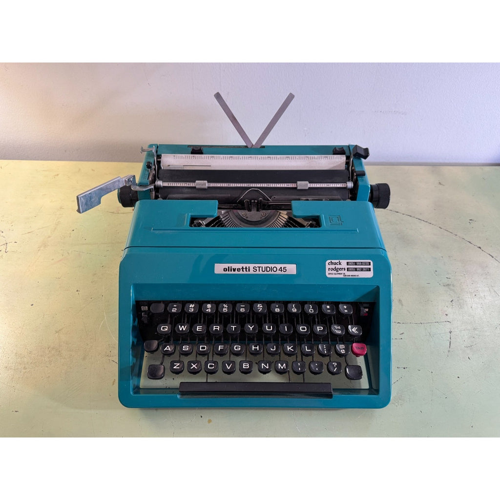 Turquoise Blue Olivetti Studio 45 Typewriter • Tested Portable w/Matching Case