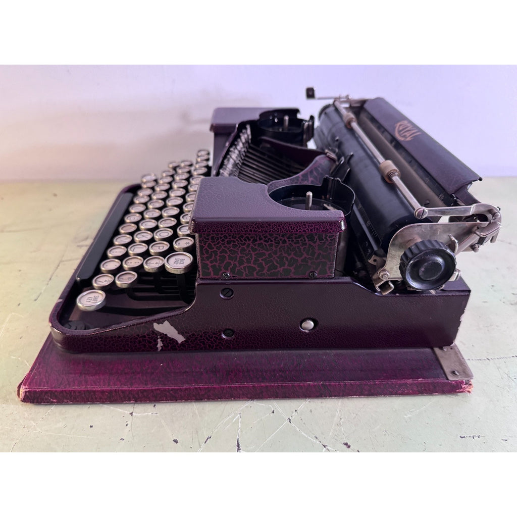 1928 Royal Model P Portable Typewriter • Rare Burgundy Alligator Finish • w/Case