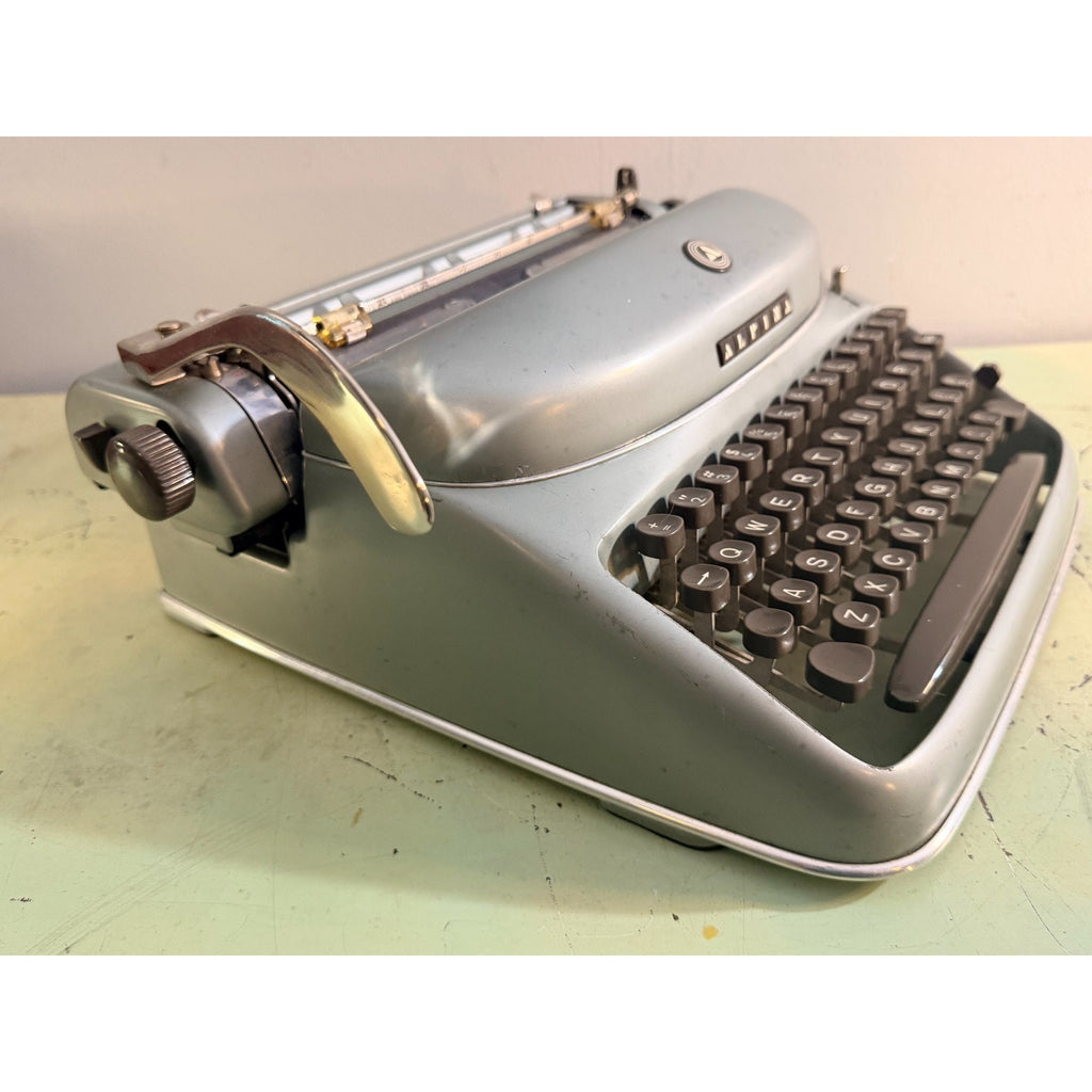 1957 Alpina SK24 Portable Typewriter • Swiss Blue-Gray • Elite Typeface