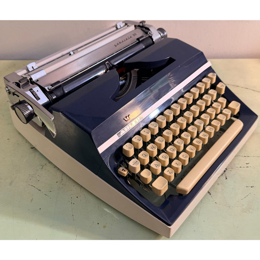 Adler Gabriele 35 Portable Typewriter • Techno / Cubic Typeface • Original Case