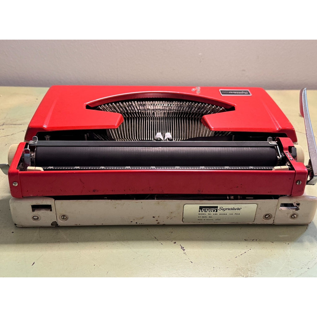 Red Brother Typewriter, Japan-Made • Montgomery Ward 100 • Portable w/Case