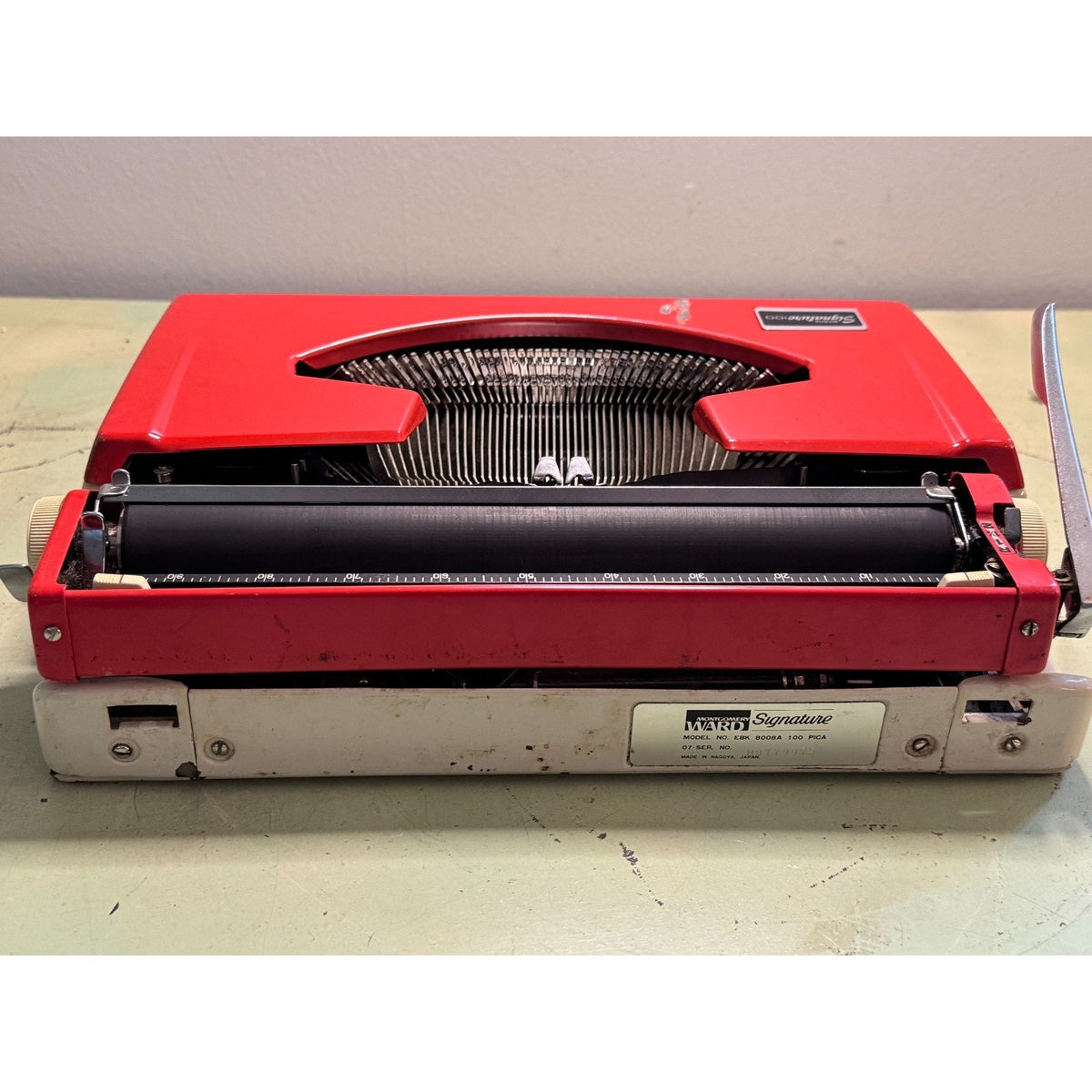 Red Brother Typewriter, Japan-Made • Montgomery Ward 100 • Portable w/Case