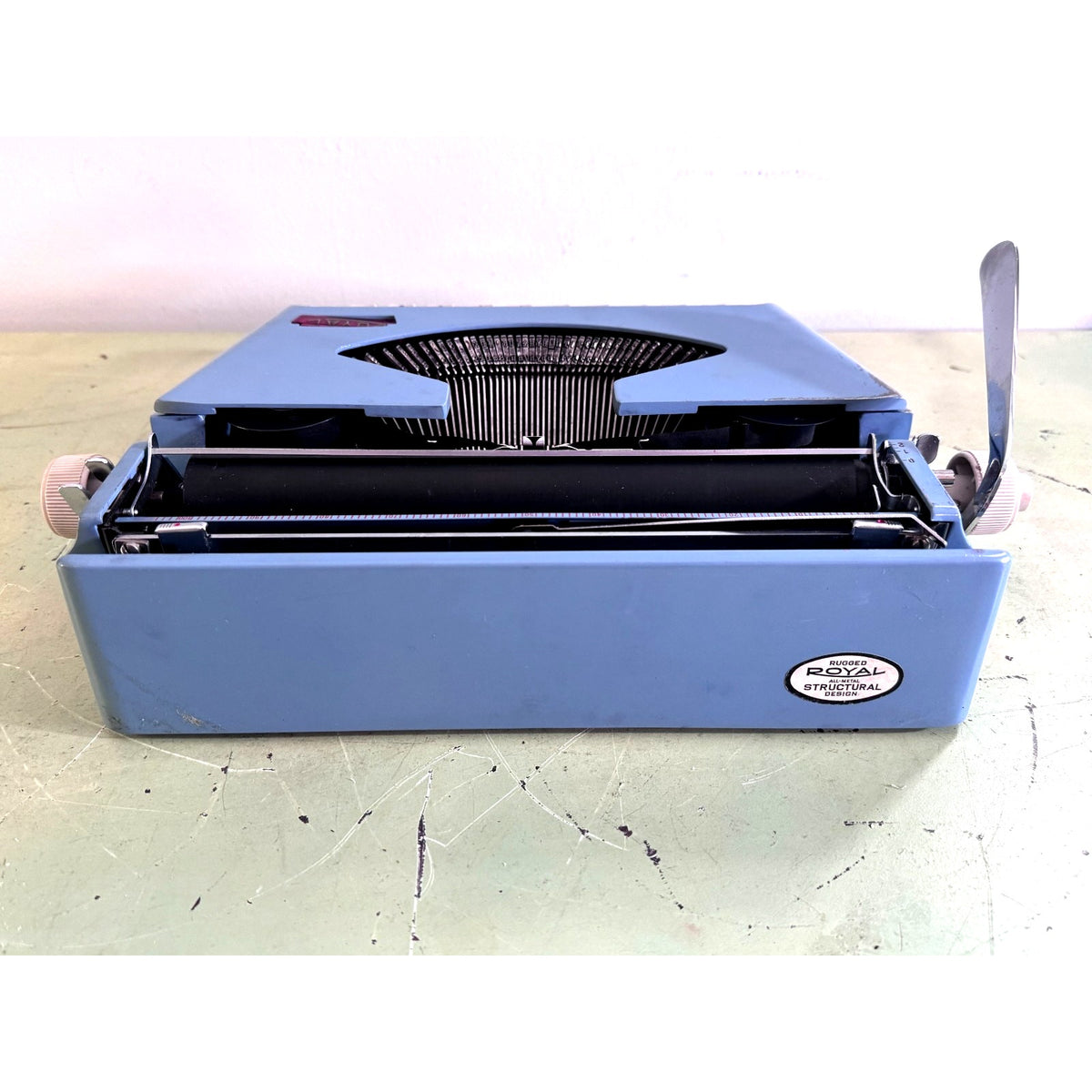 Powder Blue Royal Parade Typewriter • Cleaned & Tested w/Case • Holland-Made