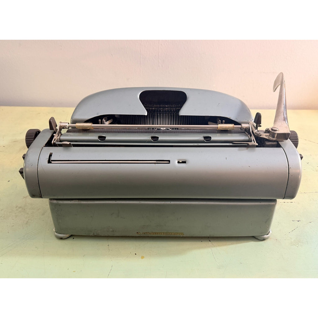 1957 Alpina SK24 Portable Typewriter • Swiss Blue-Gray • Elite Typeface