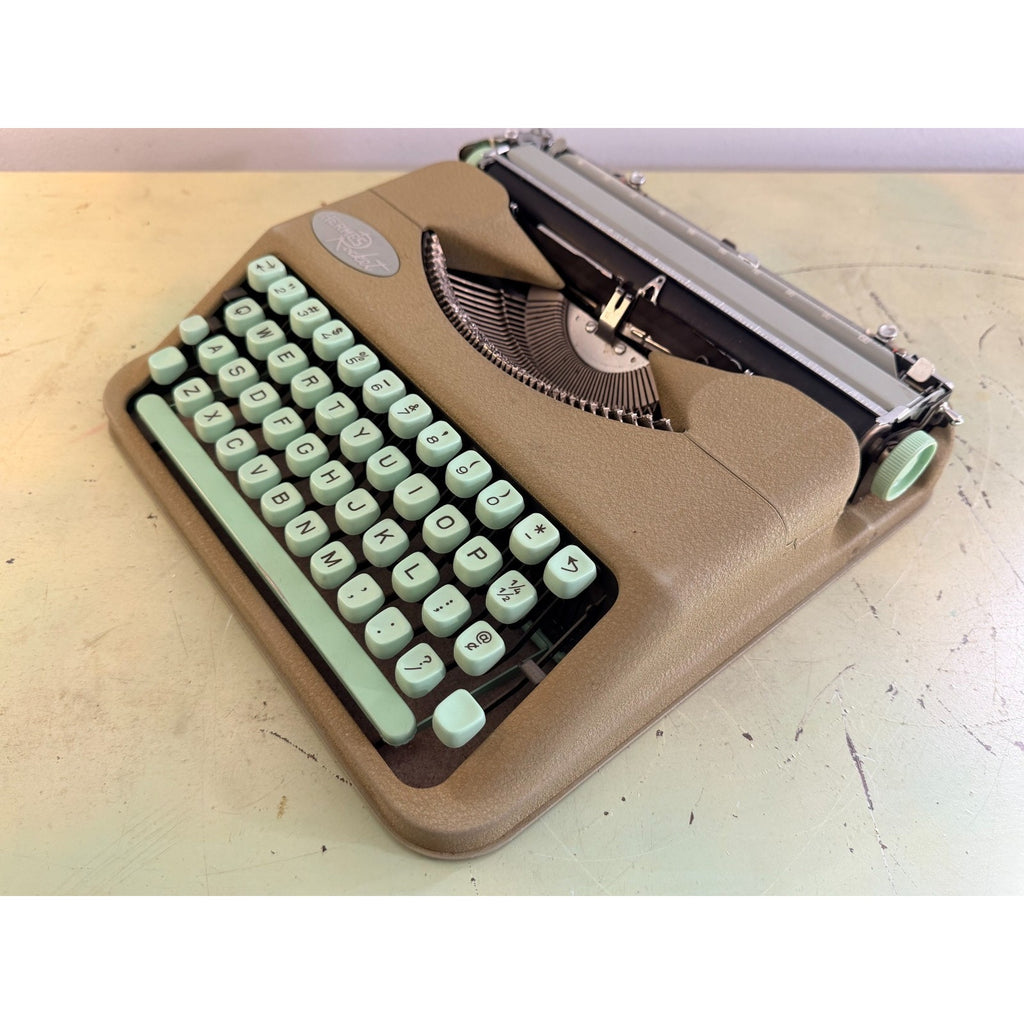 1959 Hermes Rocket Portable Typewriter • Swiss-Made • Taupe & Seafoam w/Case