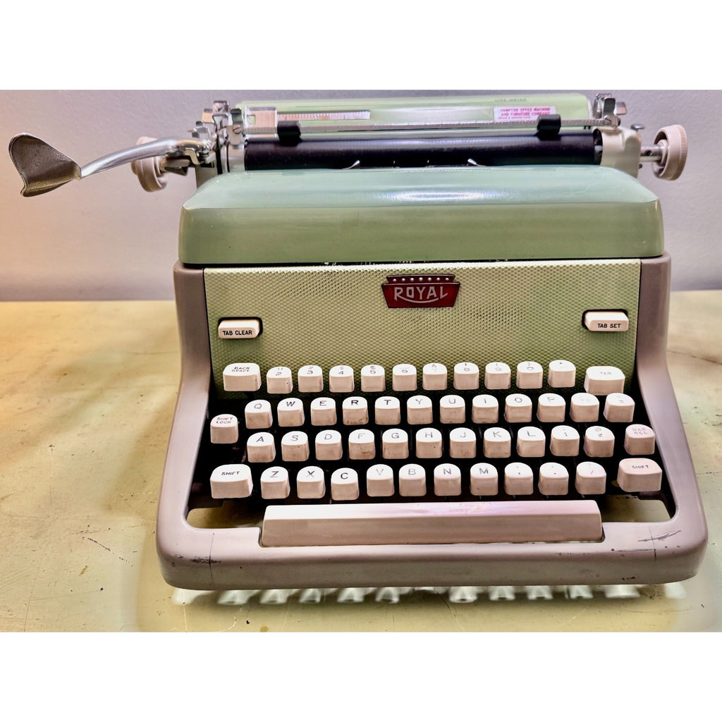 1960 Royal FP Typewriter • Pistachio Green / Warm Gray • Serviced Desktop