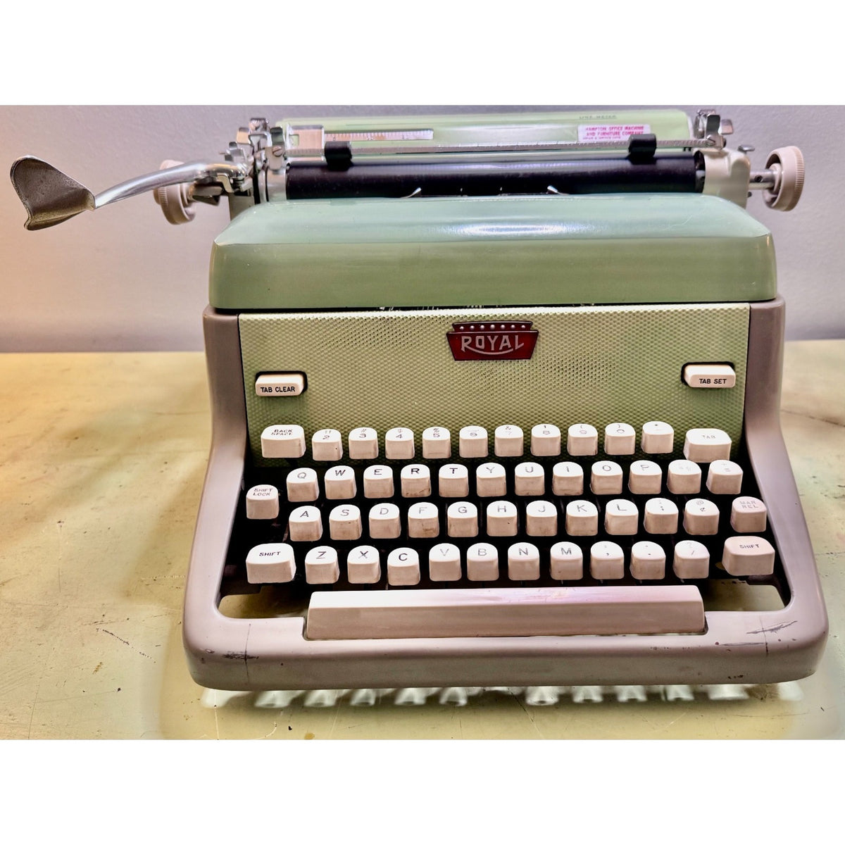 1960 Royal FP Typewriter • Pistachio Green / Warm Gray • Serviced Desktop