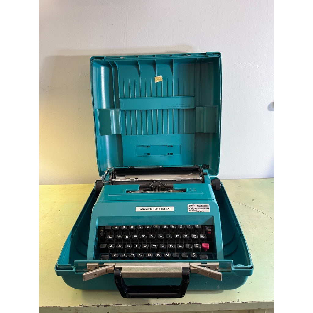 Turquoise Blue Olivetti Studio 45 Typewriter • Tested Portable w/Matching Case