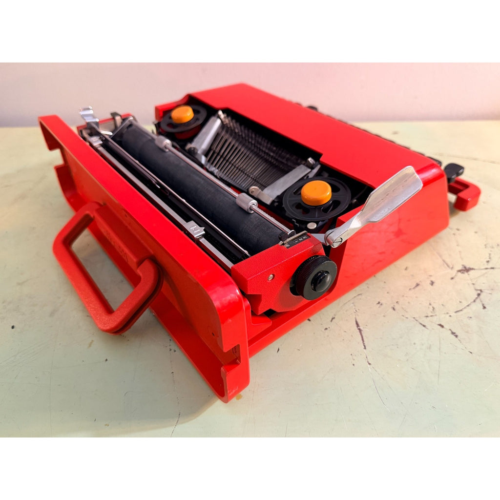 Olivetti Valentine Typewriter • Red Portable w/Original Case, Manuals • Pica