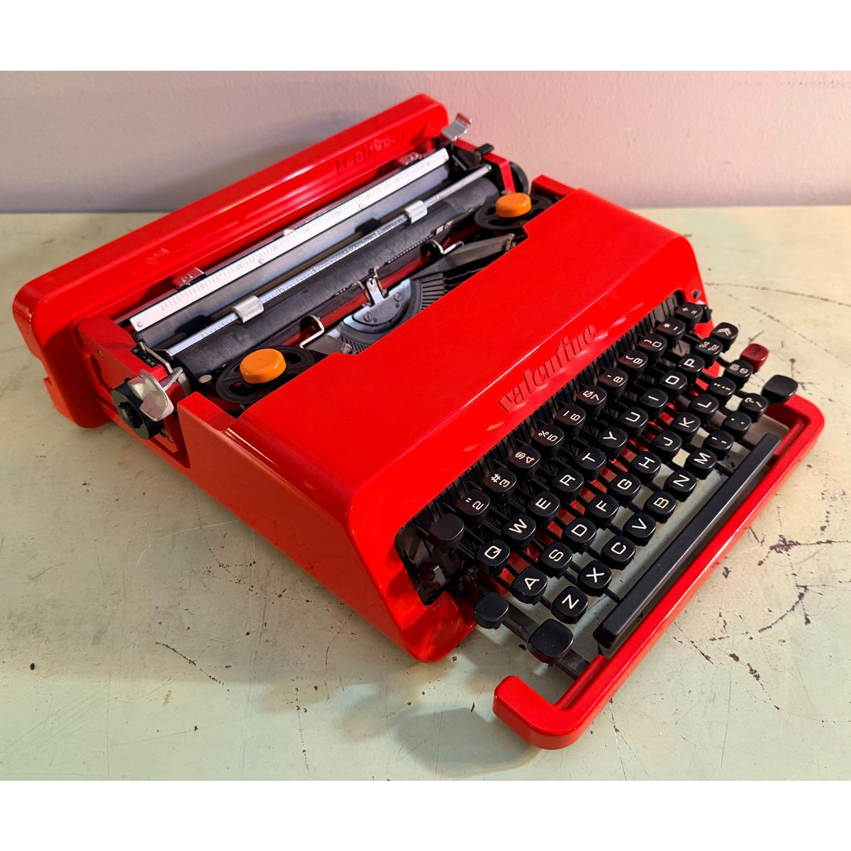 Olivetti Valentine Typewriter • Red Portable w/Original Case, Manuals • Pica