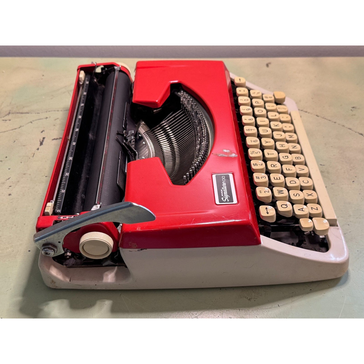 Red Brother Typewriter, Japan-Made • Montgomery Ward 100 • Portable w/Case