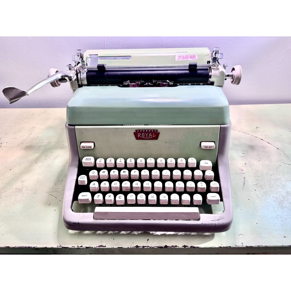 1960 Royal FP Typewriter • Pistachio Green / Warm Gray • Serviced Desktop