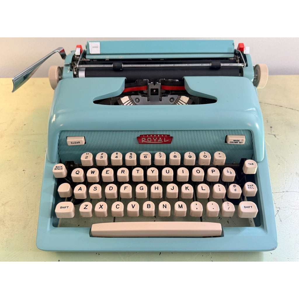 Sky Blue 1962 Royal Futura 600 Portable Typewriter • Cleaned and Tested