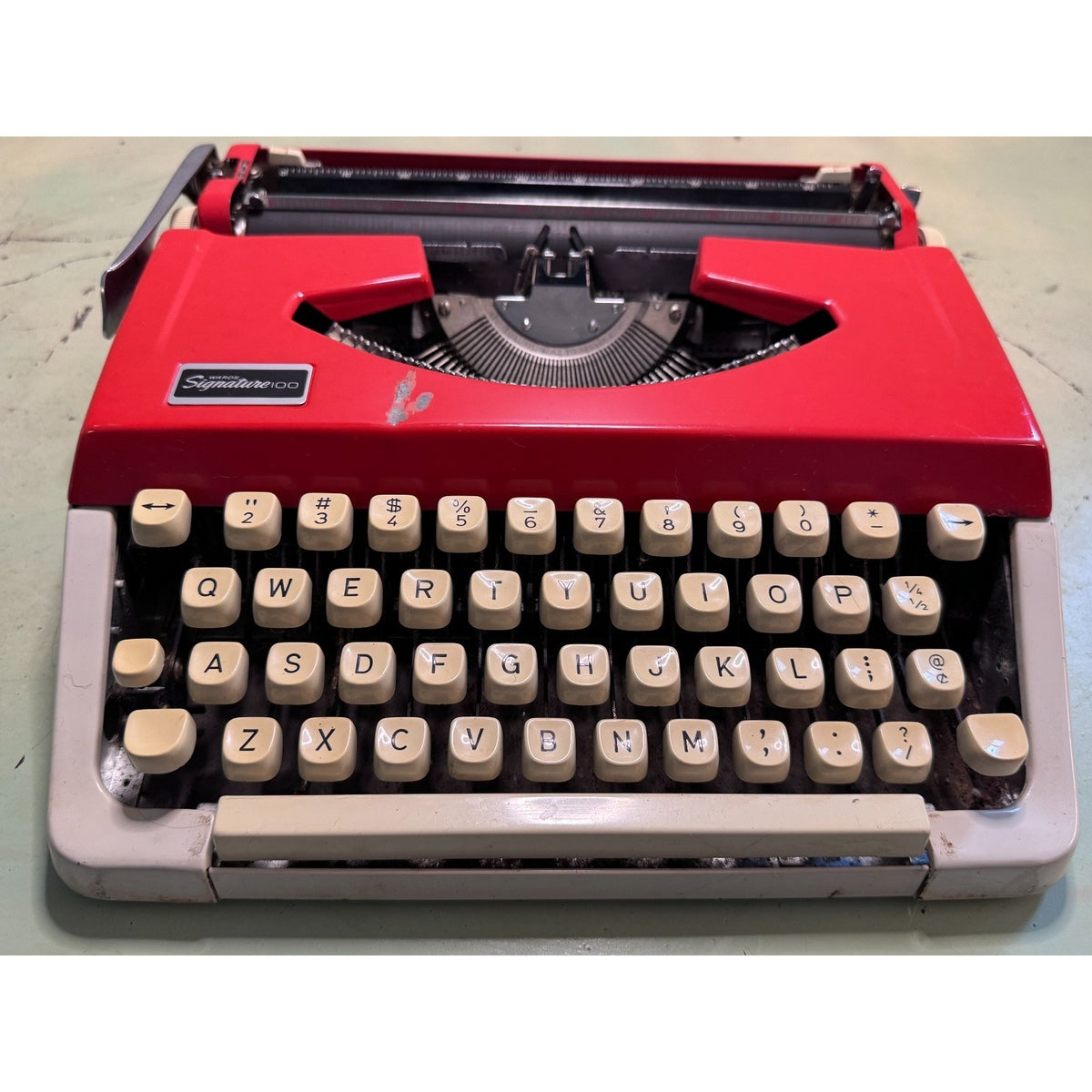 Red Brother Typewriter, Japan-Made • Montgomery Ward 100 • Portable w/Case
