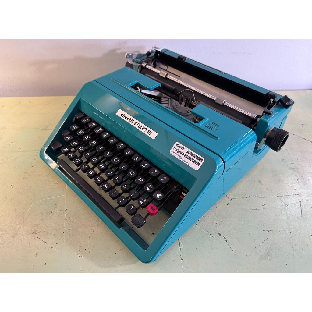 Turquoise Blue Olivetti Studio 45 Typewriter • Tested Portable w/Matching Case