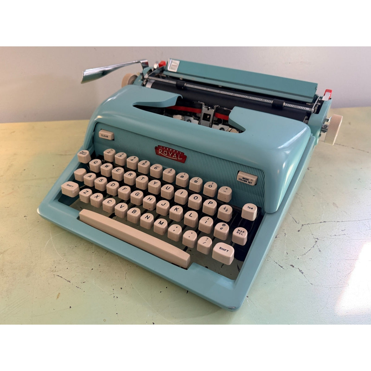 Sky Blue 1962 Royal Futura 600 Portable Typewriter • Cleaned and Tested