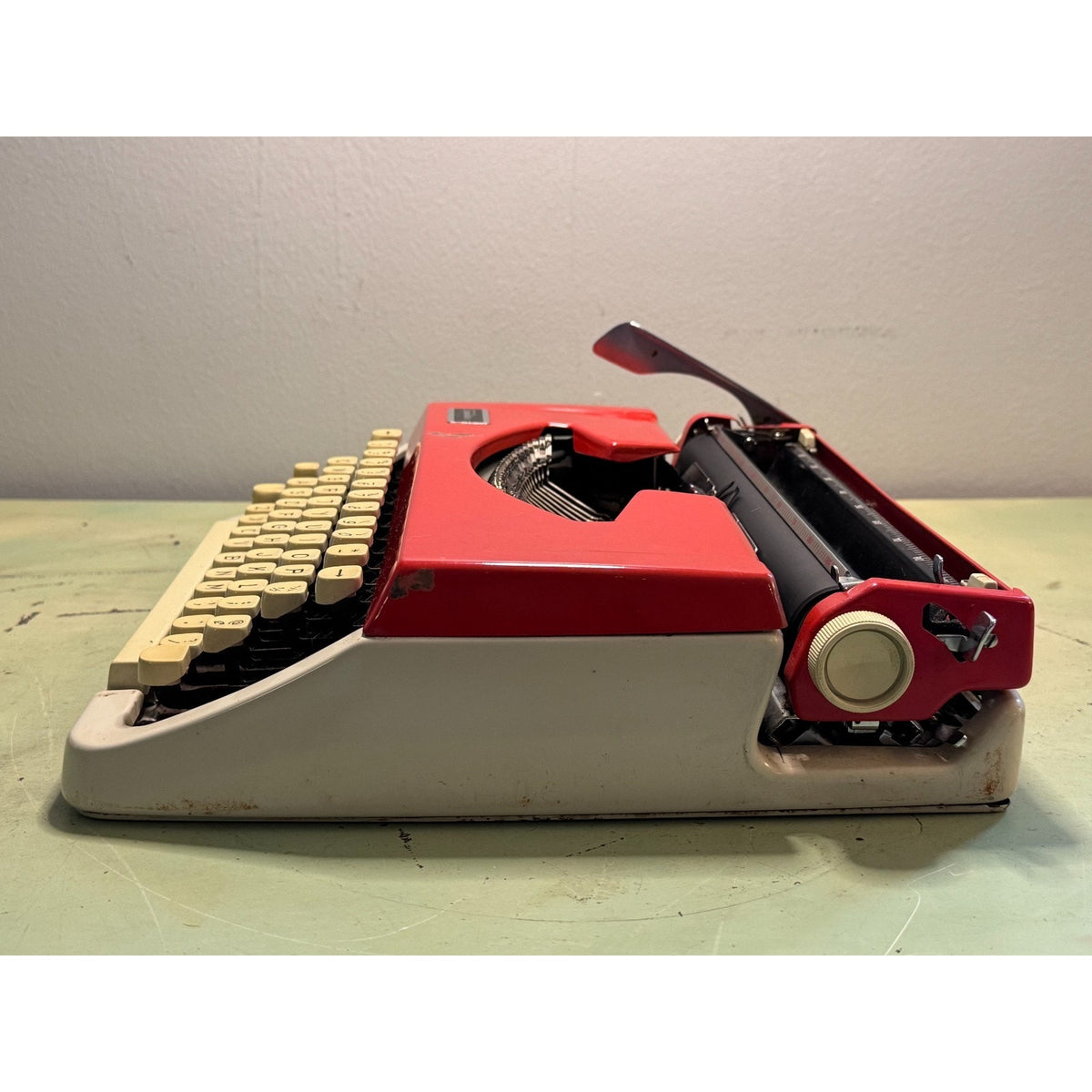Red Brother Typewriter, Japan-Made • Montgomery Ward 100 • Portable w/Case