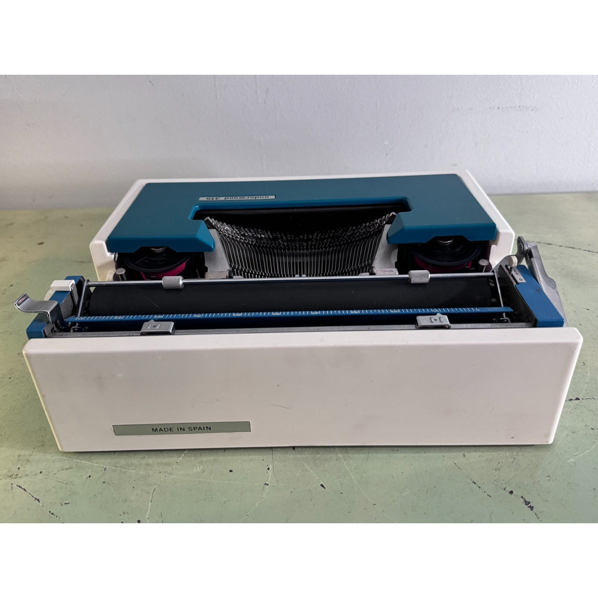 Rare Teal Blue Underwood 315 Typewriter • "Cursive" Script Typeface • w/Case