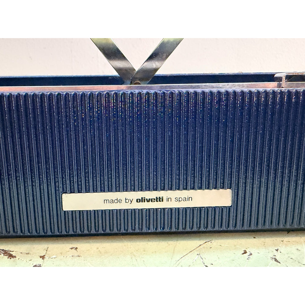 1974 Olivetti Lettera 32 Typewriter • Rare Deep Navy Blue • 085 Cubic Typeface