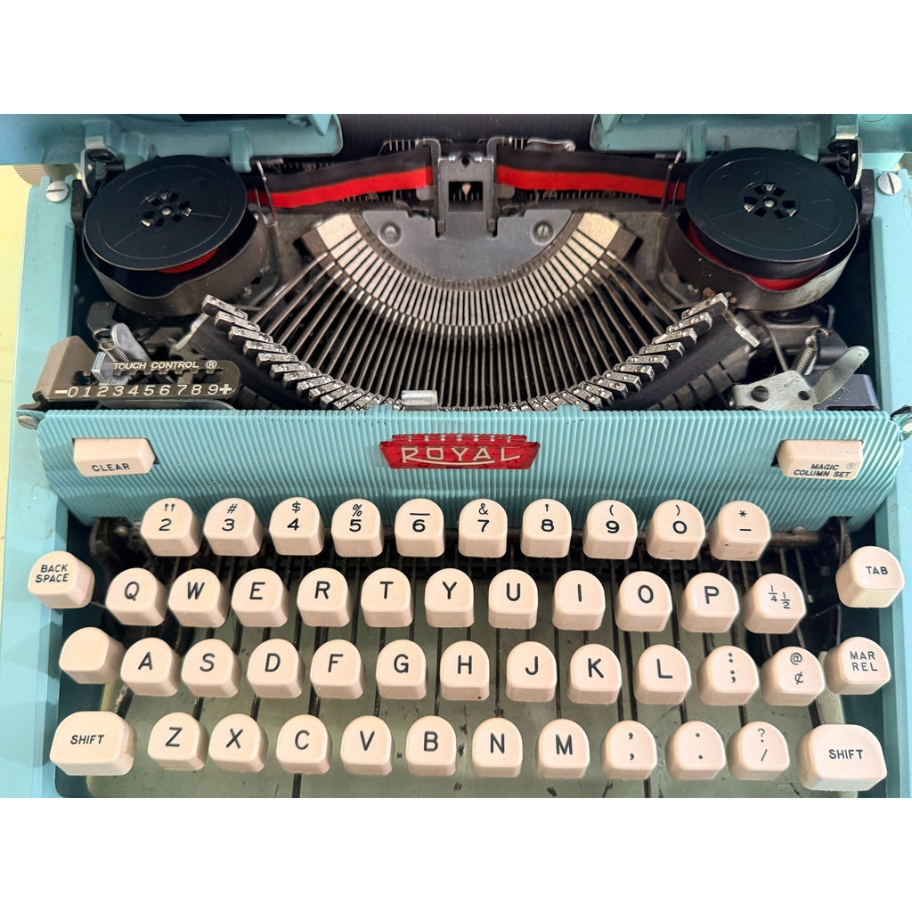 Sky Blue 1962 Royal Futura 600 Portable Typewriter • Cleaned and Tested