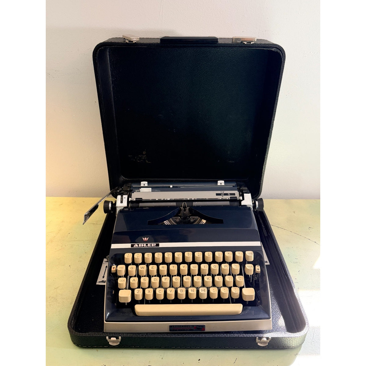 Adler J-5 Typewriter • Rare No 85 Cubic Techno Typeface • West German w/Case