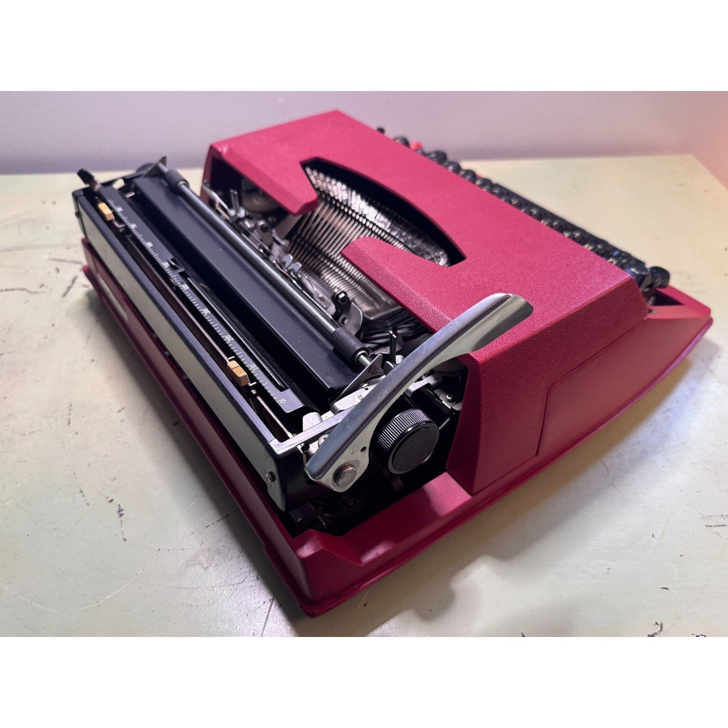 1977 Brother Valiant 413 Typewriter • Red Japanese Portable w/Case & Manual
