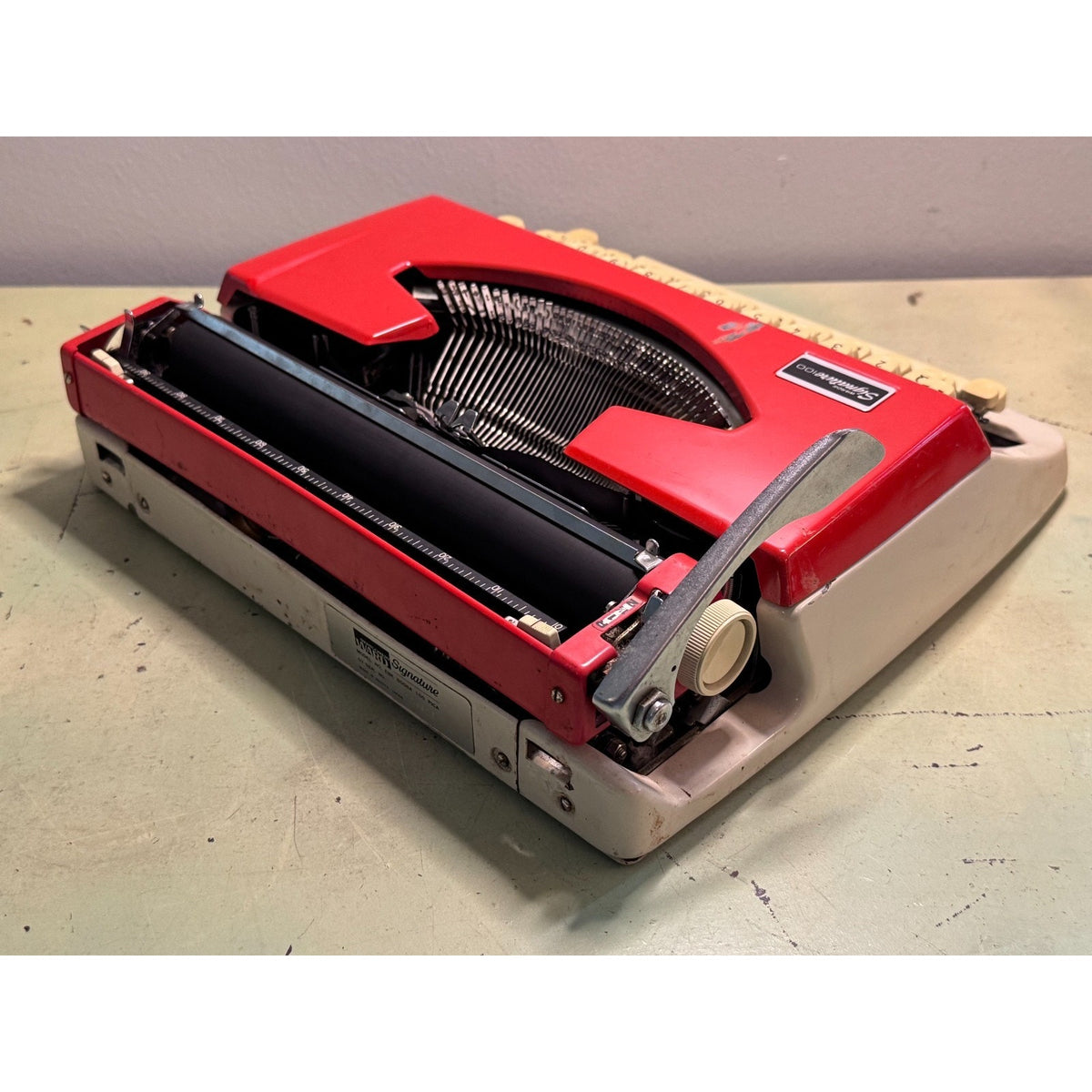 Red Brother Typewriter, Japan-Made • Montgomery Ward 100 • Portable w/Case