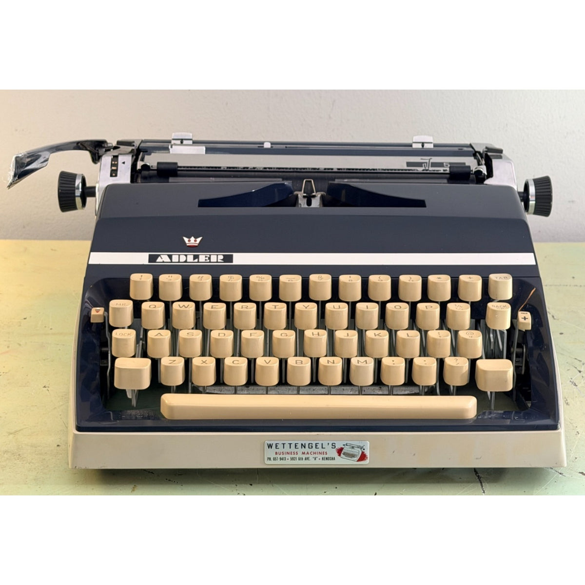 Adler J-5 Typewriter • Rare No 85 Cubic Techno Typeface • West German w/Case