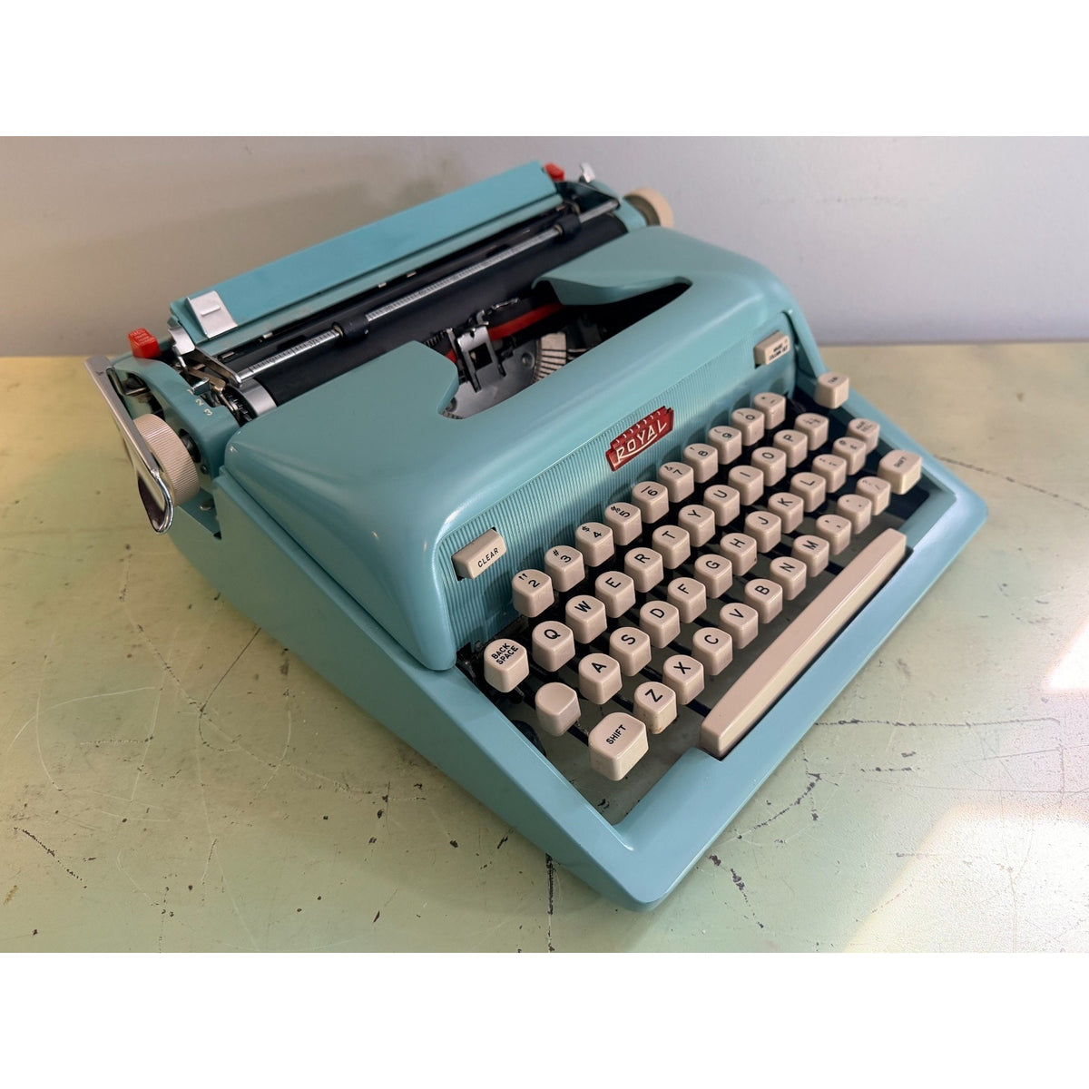 Sky Blue 1962 Royal Futura 600 Portable Typewriter • Cleaned and Tested