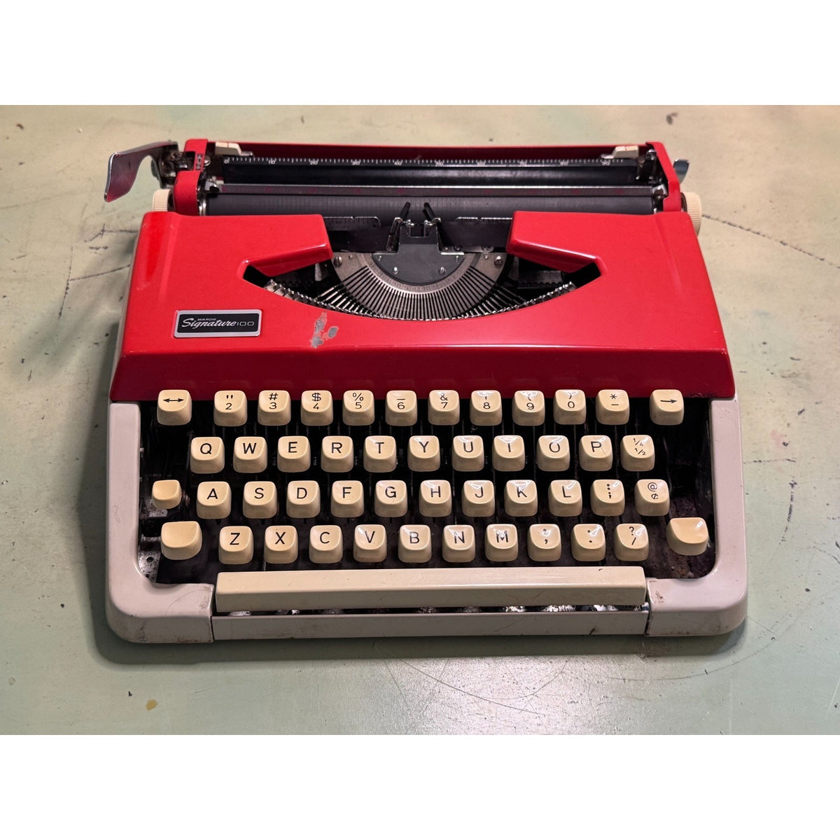 Red Brother Typewriter, Japan-Made • Montgomery Ward 100 • Portable w/Case