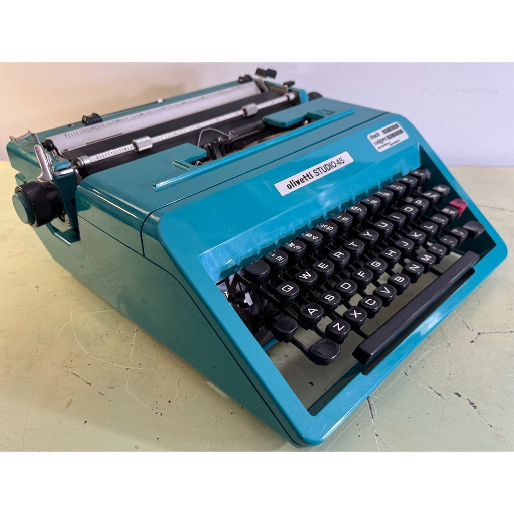 Turquoise Blue Olivetti Studio 45 Typewriter • Tested Portable w/Matching Case